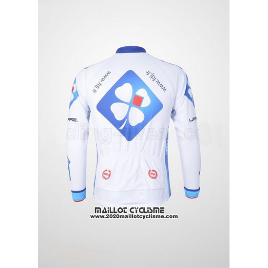 2010 Maillot Ciclismo FDJ Blanc et Azur Manches Longues et Cuissard